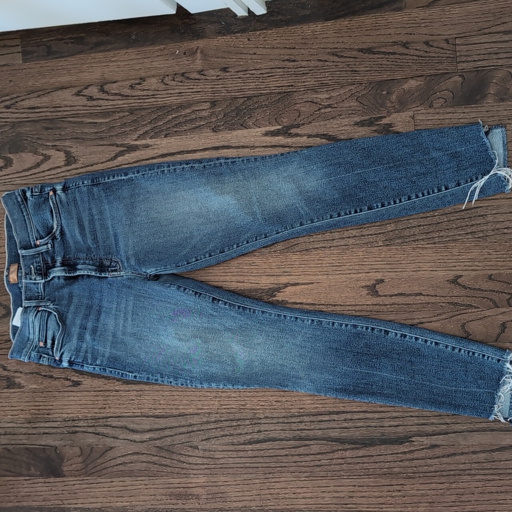 MOTHER Distressed Blue Ankle Jeans
